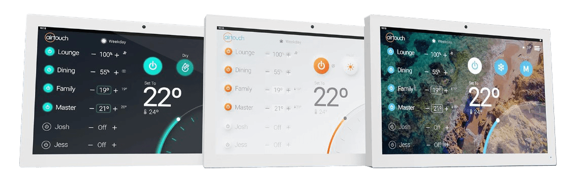 AirTouch 5 smart controller — three displays