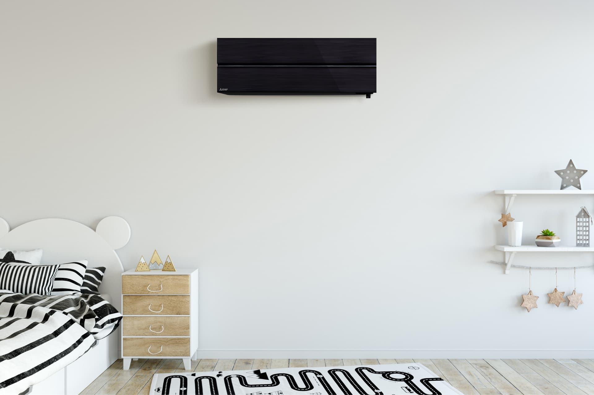 Mitsubishi Electric LN Series air conditioning unit in a Cambridge bedroom