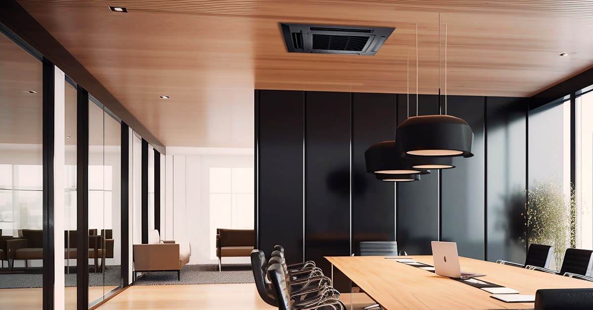 Ducted heat pump grille discreetly installed in a Hamilton home ceiling